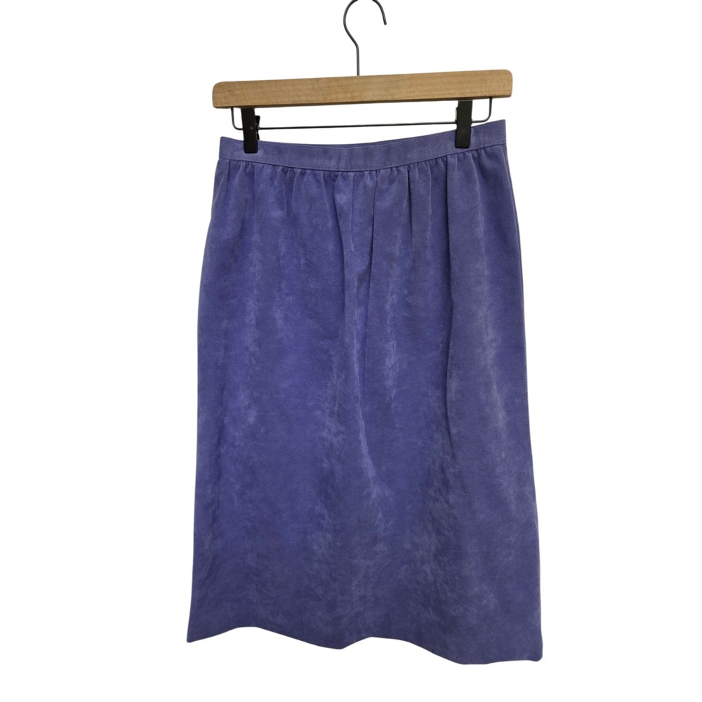 Vintage Clarissa Ultrasuede Purple Midi‎ Skirt Womens 10 Elastic Waist USA 90s